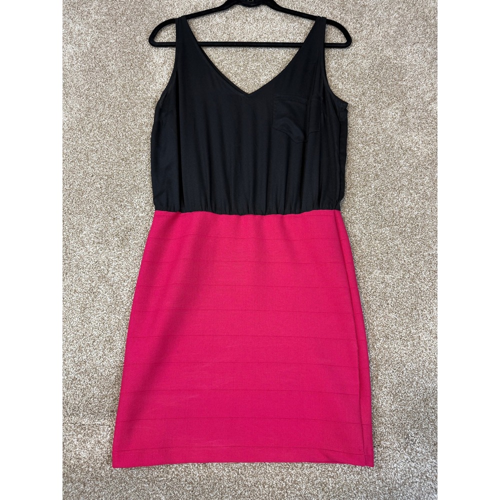 Eight Sixty Womens Colorblock Sheer Dress Bandage Black Pink Medium Bodycon Date
